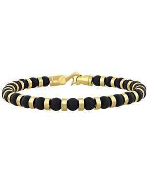 Robert Alton Stainless Steel With Finish Onyx Bead Bracelet - Black