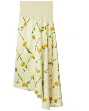 Burberry Dandelion-Print Asymmetric Skirt, Brand Size 2 Us - Yellow