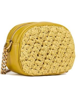 Tory Burch Kira Crochet Logo Camera Bag Shoulder - Yellow