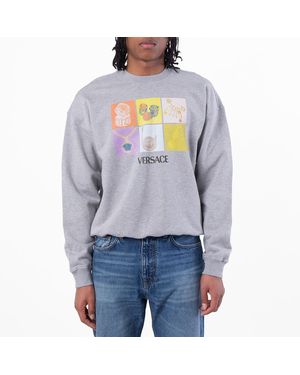 Versace Pop Jewels Print Sweatshirts - Grey