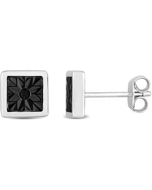 Amour Diamond Accent Square Stud Earrings - Black