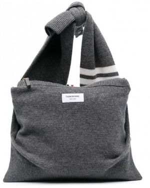 Thom Browne Med Jersey Stitch Merino Sweater Shell Bag - Gray