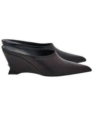 Ferragamo Juliane Sculpted Wedge Mule Court Shoes - Black
