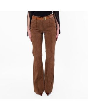 Ferragamo Ferragamo Suede Flared Pants - Brown