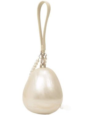 Simone Rocha Pearl-Incrusted Acrylic Micro Egg Pouch - Metallic