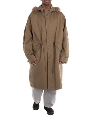 Burberry Faux Fur And Cotton Parka - Natural