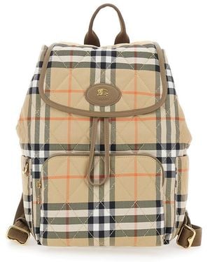 Burberry Embroidered Canvas Backpack - Natural