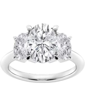 Brilliant Diamond 4.25 Carat Oval Lab Grown 3 Stone Engagement Diamond Ring - White