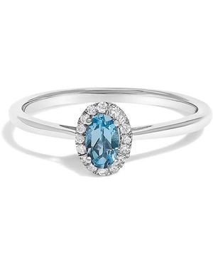 Haus of Brilliance 10K 5X3Mm Oval Topaz And Diamond Accent Halo Ring (I-J Colour, I1-I2 Clarity) - Blue