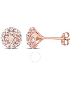Amour 1 3/4 Ct Tgw Morganite And Topaz Stud Earrings - Pink
