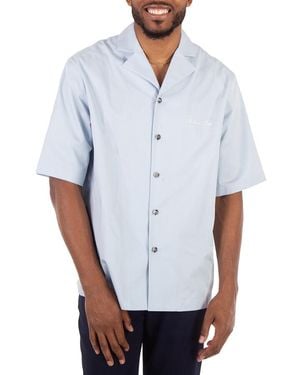 Balmain Logo-Embroidered Cotton Shirt, Brand Size 48 (Us - Blue