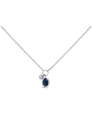 Haus of Brilliance 10K Oval Sapphire And Diamond Double Charm Pendant Necklace - Metallic