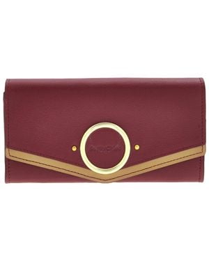See By Chloé Aura Long Leather Flap Wallet - Purple