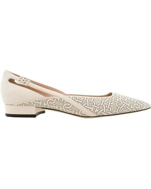 Bally Elsa Pointed-Toe Leather Court Shoes, Brand Size 40 Us Size 9.5 - Natural