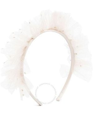 Bonpoint Polka Dot Tulle Applique Headb - White