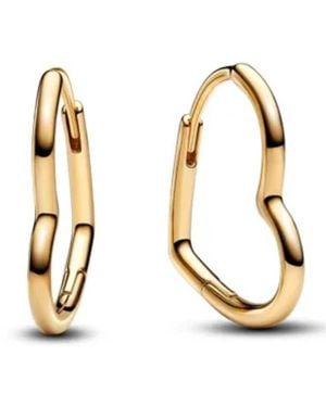 PANDORA Asymmetrical Heart Hoop Earrings - Metallic