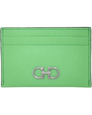 Ferragamo Gancini Credit Card Holder - Green