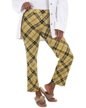 Burberry Cropped Check Technical Wool Tailored Trousers, Brand Size 6 (Us - Metallic