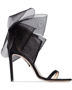 Jimmy Choo Aveline Asymmetric Bow Deatil Sandals - Black