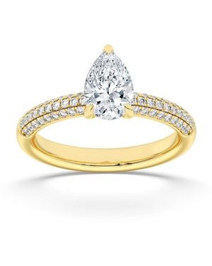 Mure And Co 1.5Ctw Pear Shaped Lab Grown Diamond (F/Vs) Three Row Micro Pave Engagement Ring - Metallic