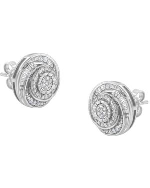 Haus of Brilliance 925 Sterling 1/4 Cttw Baguette And Round Diamond Swirl Love Knot Stud Earrings (I-J Colour, I3 Clarity) - Metallic