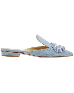 Giannico Daphne Crystal-Embellished Woven Flat Sandals, Brand Size 35 (Us - Blue
