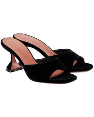 AMINA MUADDI Lupita 70 Suede Slipper Sandals - Black