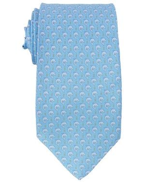 Ferragamo Dolphin Print Silk Tie - Blue