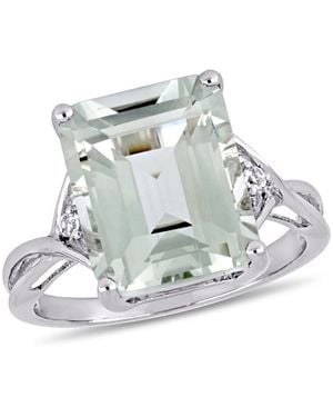 Amour 5 5/8 Ct Tgw Emerald Cut Quartz And Topaz Twist Ring - Metallic