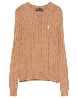 Polo Ralph Lauren Cable-Knit Cotton Crewneck Sweater - Brown