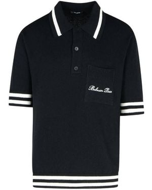 Balmain Signature Embroidery Polo Shirt - Black