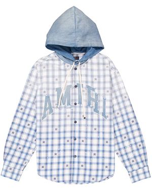 Amiri Cerulean Hooded Cotton Overshirt, Size Xs/S (Youth - Blue