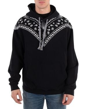 Marcelo Burlon Bandana-Embroidered Drawstring Hoodie - Black
