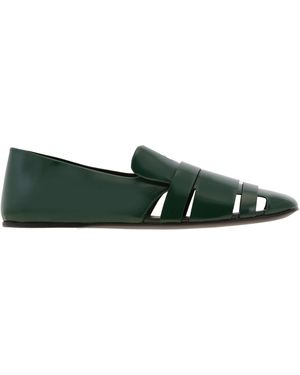 Ferragamo Dion Cutout Leather Loafers - Green