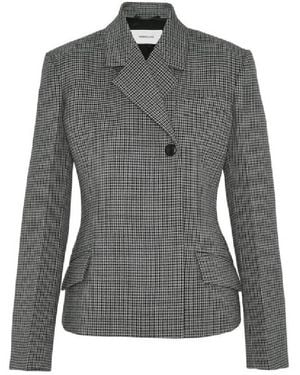 Ferragamo Micro Houndstooth Double Breasted Blazer, Brand Size 42 Us - Grey