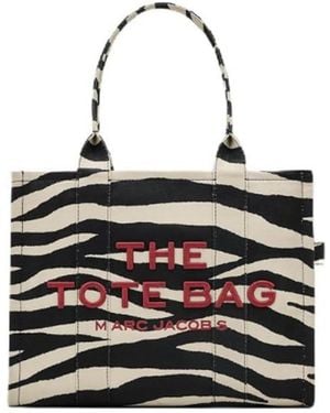 Marc Jacobs The Zebra-Print Logo Large Tote Bag - Black