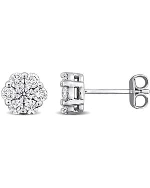 Created Forever 1Ct Tw Lab-Grown Diamond Floral Cluster Stud Earrings - Metallic