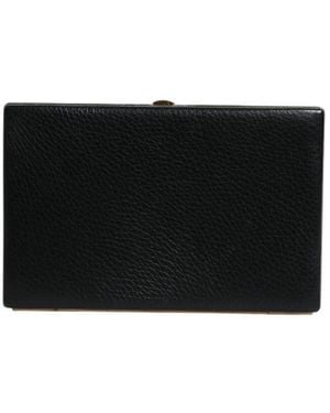 Dolce & Gabbana Leather Frame Clutch Evening Party Purse Bag Aluminum Goat - Black