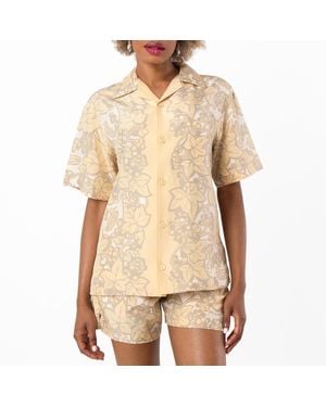 Burberry Ivy Print Silk Shirt, Brand Size 6 Us - Natural