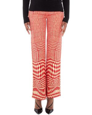 Burberry Houndstooth Wool-Blend Pants - Red