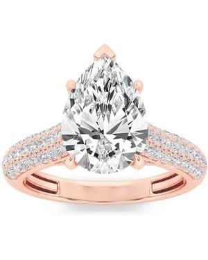 Mure And Co 1.5Ctw Pear Shaped Lab Grown Diamond (F/Vs) Hidden Halo Accented Engagement Ring - White