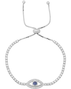 Kylie Harper Sterling Cubic Zirconia Cz Evil Eye Adjustable Bracelet - Metallic