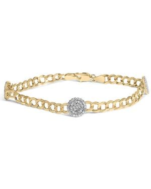 Haus of Brilliance 14K 5/8 Cttw Diamond Cluster Curb Chain Bracelet - Metallic