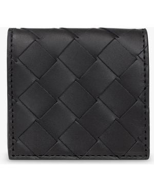 Bottega Veneta Intrecciato Leather Folded Coin Purse - Black