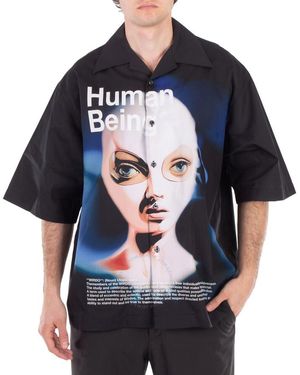 Gcds Human Being Printed Poplin Shirt - Blue