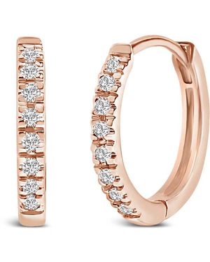 Haus of Brilliance 14K Rose 1/5 Ctw Diamond Huggie Hoop Earrings - White