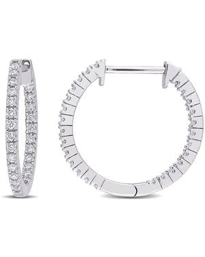 Amour 3/4 Ct Tdw Diamond Vintage Hoop Earrings - Metallic
