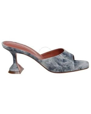AMINA MUADDI Ladies Lupita Printed Suede Tie Dye Denim Sandals, Brand Size 35 (Us - Grey