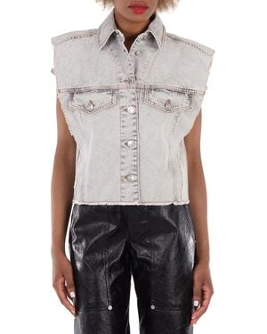 Isabel Marant Tyra Raw-Cut Edge Denim Vest - Blue