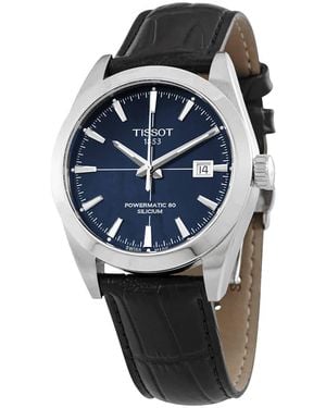 Tissot Gentleman Powermatic 80 Automatic Chronometer Blue Dial Watch - Metallic